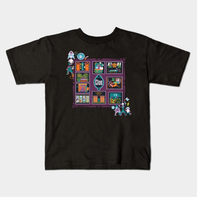 Haunted Mansion Clue Kids T-Shirt by SurefootDesigns